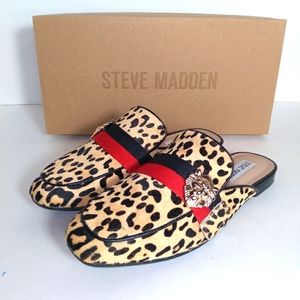 STEVE MADDEN Karisma Leopard Print Backless Loafers- Size 8M